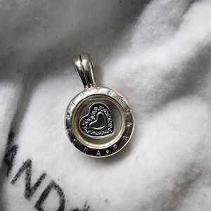 Discontinued Pandora Silver Floating Heart Locker Pendant Only
